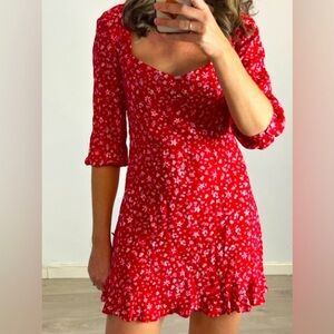 Zara Red Floral Mini Dress